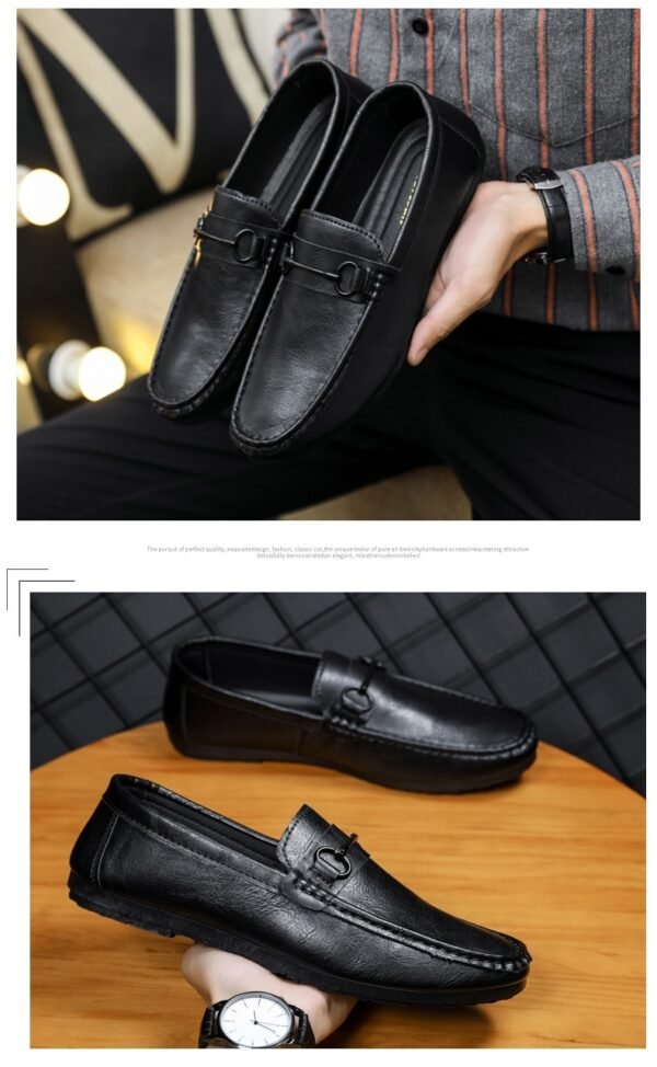 Casual Men's Solid Color Synthetic Leather Shoes - Image 7