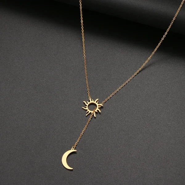 Stainless Steel Sun & Moon Necklace