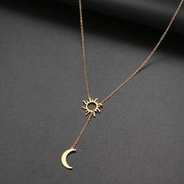 Stainless Steel Sun & Moon Necklace - Image 7