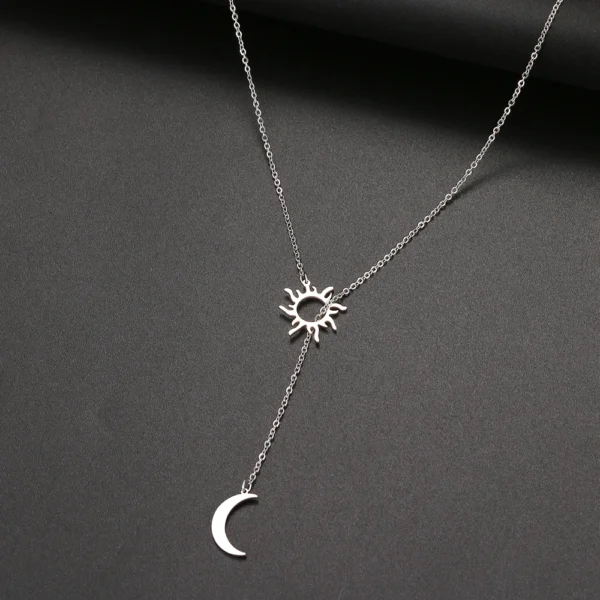 Stainless Steel Sun & Moon Necklace - Image 3