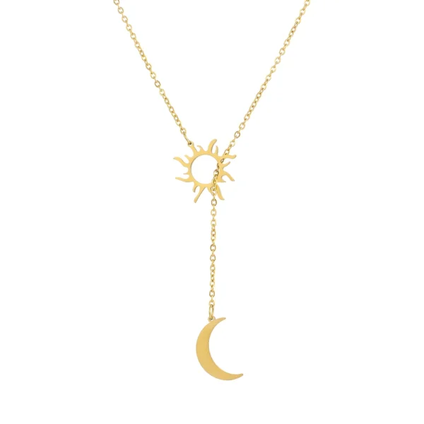 Stainless Steel Sun & Moon Necklace - Image 2