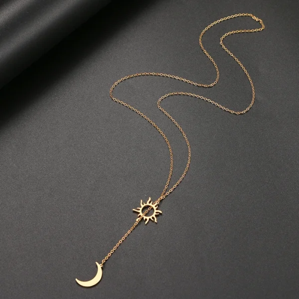 Stainless Steel Sun & Moon Necklace - Image 4