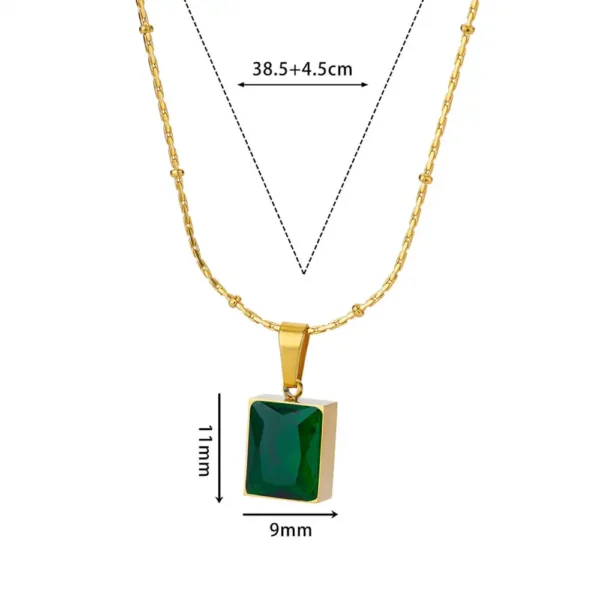 Square Zircon Necklace for Women Stainless Steel Gold Plated Necklaces 2023 New In Trend Crystal Wedding Jewelry Free Shipping - Image 7