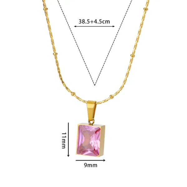 Square Zircon Necklace for Women Stainless Steel Gold Plated Necklaces 2023 New In Trend Crystal Wedding Jewelry Free Shipping - Image 8