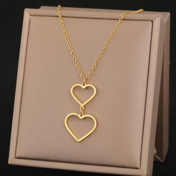 Stainless Steel Necklaces Elegant Exquisite Heart Infinity Symbol Heartbeat Pendants Chain Trend Fine Necklace For Women Jewelry - Image 2