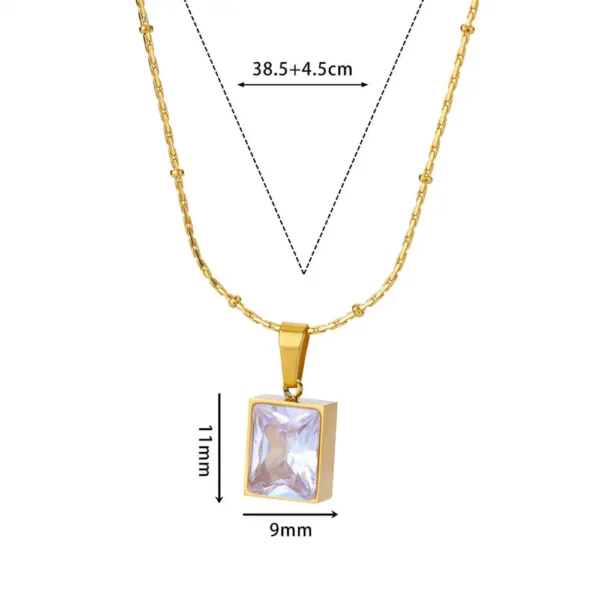 Square Zircon Necklace for Women Stainless Steel Gold Plated Necklaces 2023 New In Trend Crystal Wedding Jewelry Free Shipping - Image 10