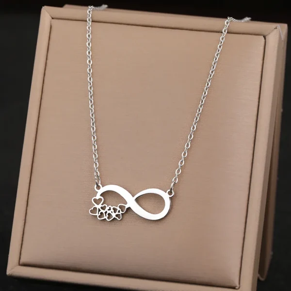 Stainless Steel Necklaces Elegant Exquisite Heart Infinity Symbol Heartbeat Pendants Chain Trend Fine Necklace For Women Jewelry - Image 13