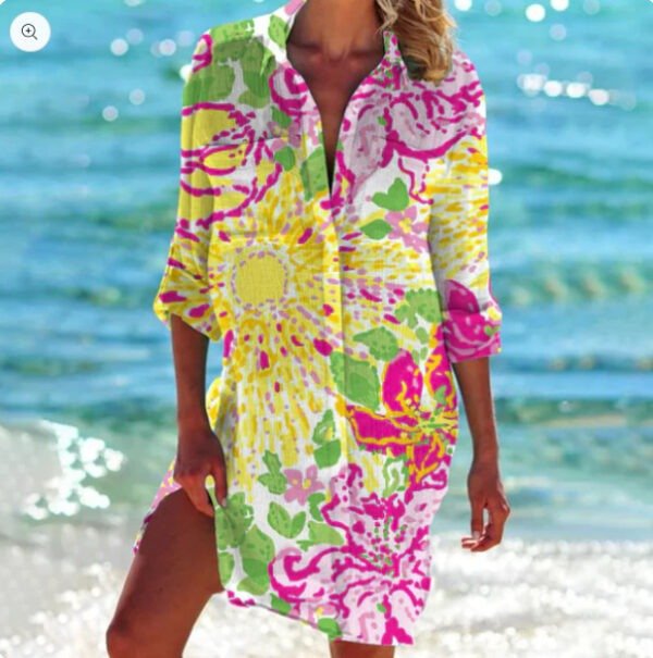 Women's 3D Printed Bikini Cardigan Vacation Beach Coat Shirt - Image 4