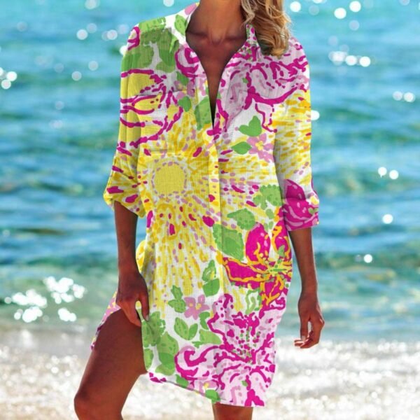 Women's 3D Printed Bikini Cardigan Vacation Beach Coat Shirt - Image 3