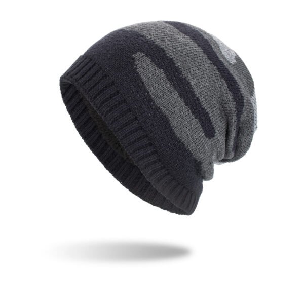 New Tricolor Striped Long Pullover Knit Beanie - Image 4