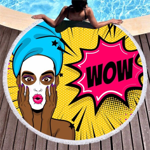 Retro round printed beach towel - Image 3