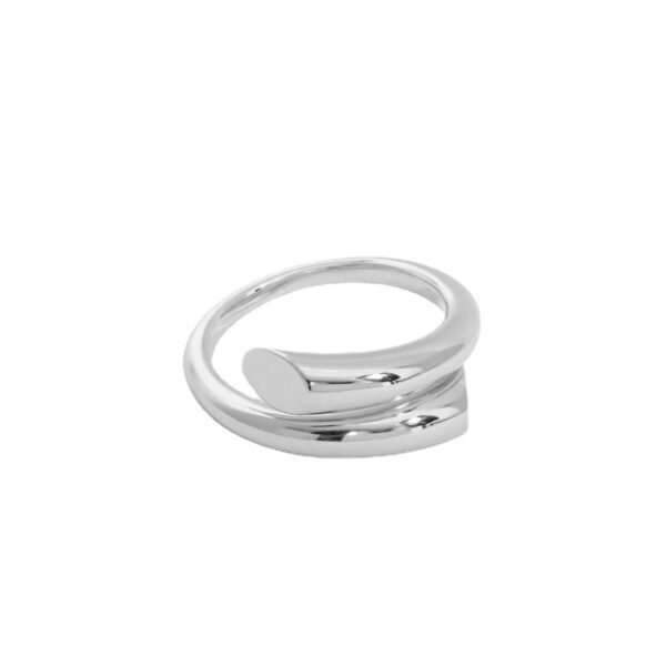 Staggered Cross Glossy Horn Sterling Silver Ring - Image 5