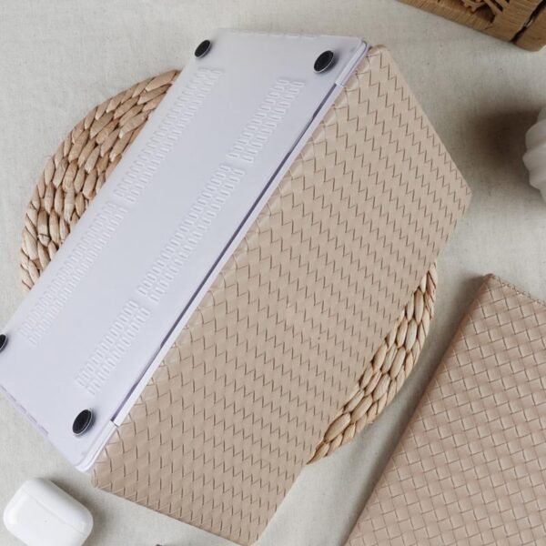 Milk Tea Color Leather Woven Computer Case - Image 4