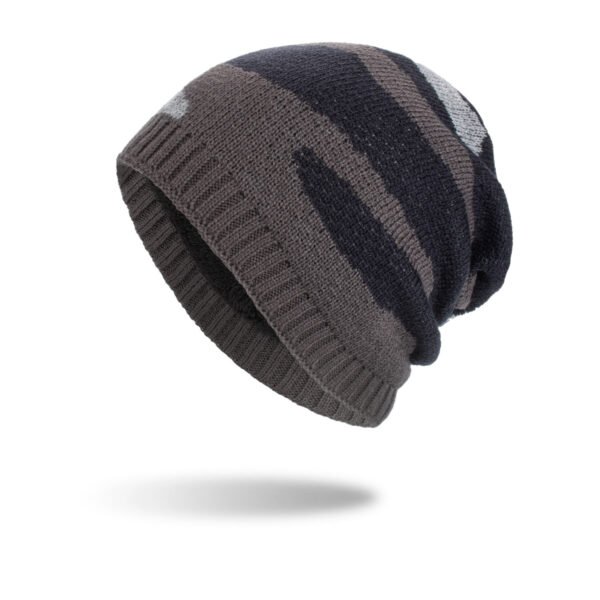 New Tricolor Striped Long Pullover Knit Beanie - Image 2