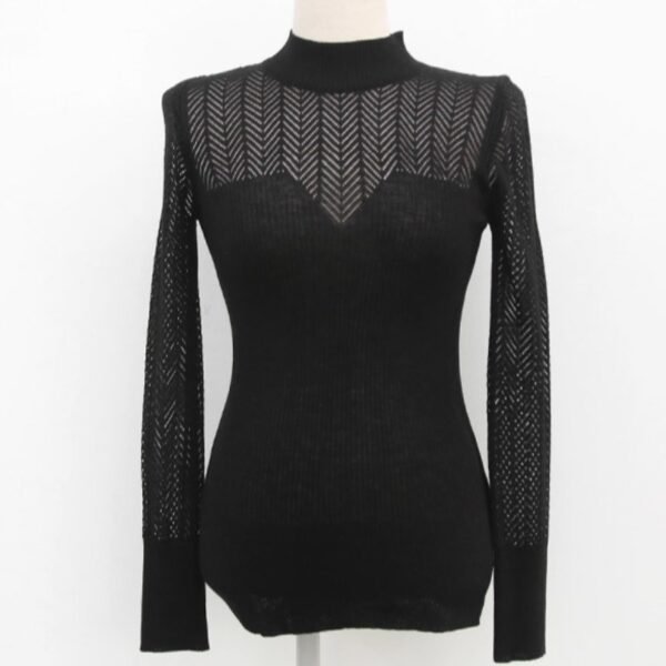 Elegant Half Turtleneck Hollow-out Slim Sweater - Image 6