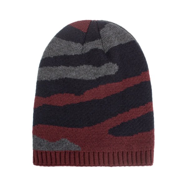 New Tricolor Striped Long Pullover Knit Beanie - Image 6