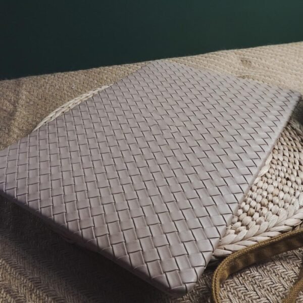 Milk Tea Color Leather Woven Computer Case - Image 3